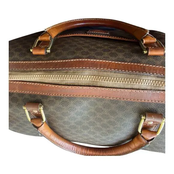 Celine Macadam Boston Bag Vintage Brown 2 Handle Classic Monogram Purse Handbag - Picture 12 of 16